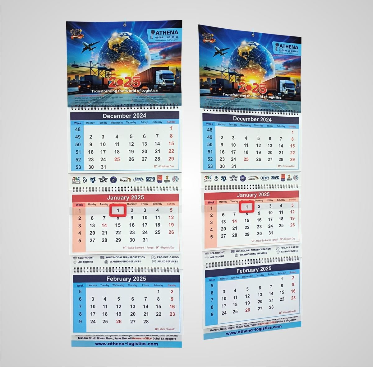 Three Month Calendar